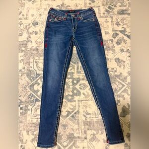 TRUE RELIGION JENNIE MID RISE SUPER T CURVY SKINNY JEAN